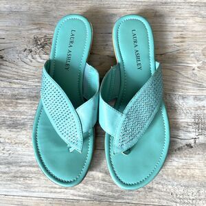 Laura Ashley Sandals Y2K 6.5 Blue Green Gem Formal Vintage